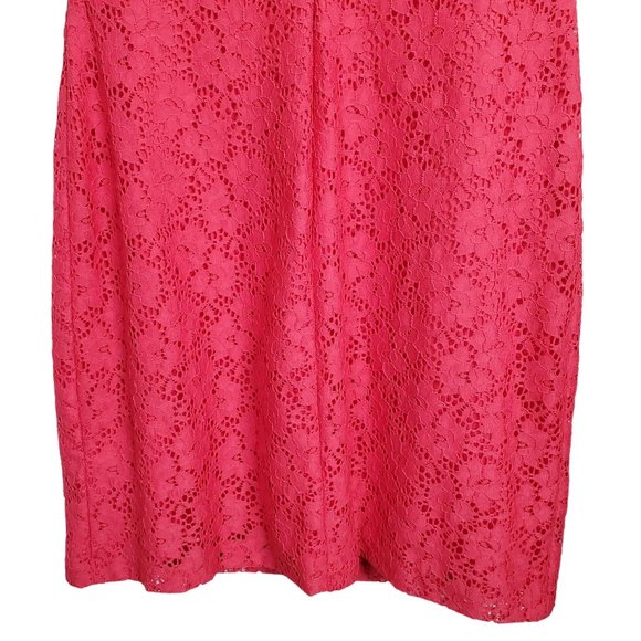 Chaps Size 10P 10 Petite Dress Cap Sleeve Floral Lace Overlay Zip Shift Pink - Picture 7 of 9